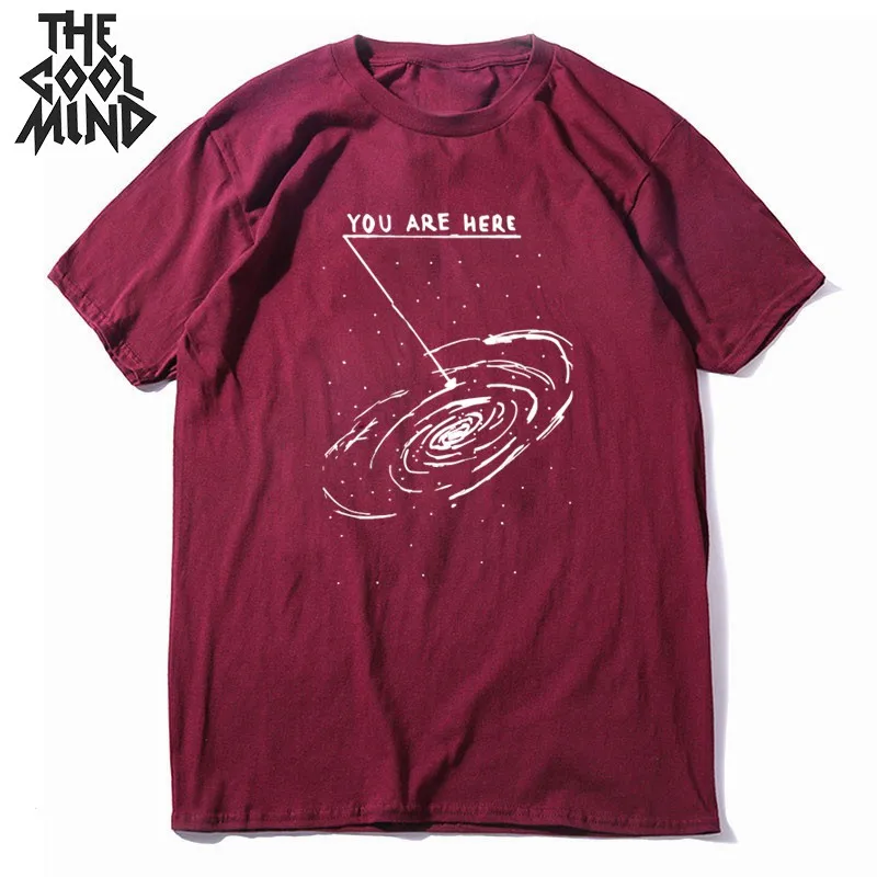 COOLMIND, хлопок, летняя свободная Мужская футболка, крутая негабаритная Мужская футболка с круглым вырезом, космическая забавная футболка, мужские футболки - Color: FU0165CM-LS