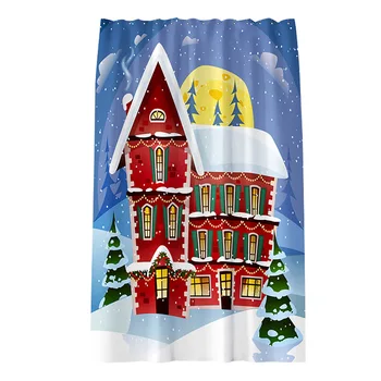 

Merry Christmas Printed Shower Curtain Waterproof Polyester Fabric Bathroom Curtain Liners with Hooks