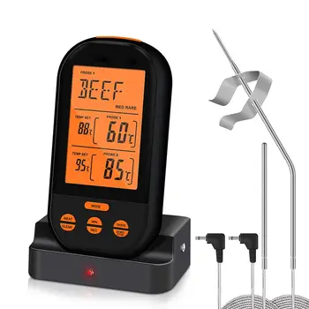 

Probe Digital Cooking Meat Thermometer Large LCD Backlight Food Grill with Timer Mode for Smoker Kitchen Oven BBQLK