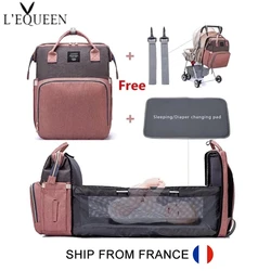 LEQUEEN – Sac à couches grande capacité,multi fonctionnel, pour bébé, avec lit de change, accessoire de maternité, soins infirmiers, facile à porter à la main ou à dos, pour poussette, avec crochets, 
