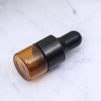 

30pcs 1ml Amber Glass Dropper Bottles Transparent Sample Vials Essential Oil Dropping Bottle Cosmetic Container (Black Caps)