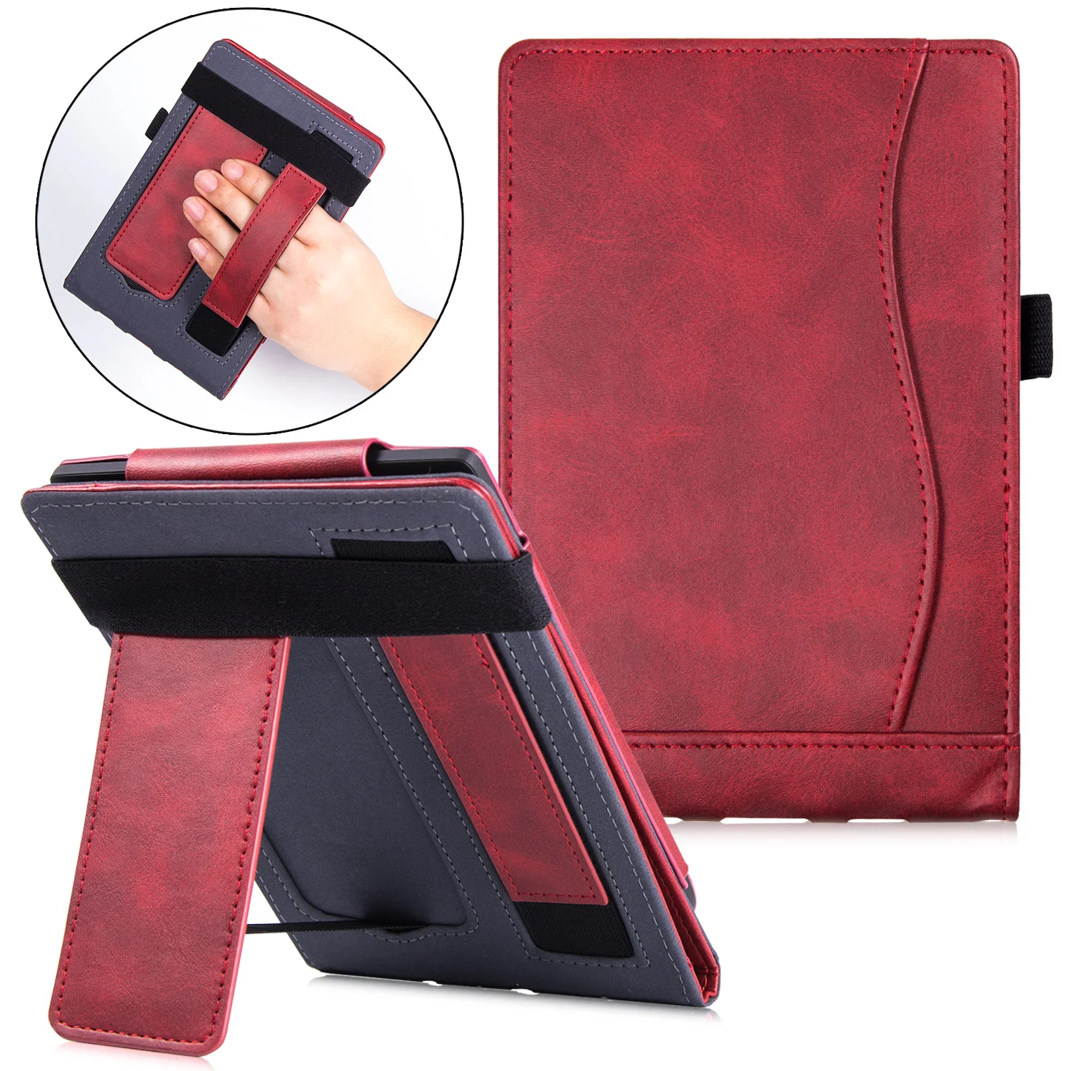 Red wine Ручной Чехол для 7," электронных книг Pocketbook 740 Inkpad 3 Pro(PB740-2)-Премиум чехол из искусственной кожи с подставкой и функцией автоматического сна/пробуждения - Цвет: Red wine