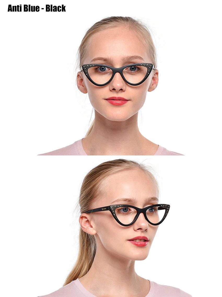 SOOLALA анти-синие очки для чтения «кошачий глаз», стразы, женские тонированные розовые серые линзы, увеличительное Пресбиопия, очки для чтения