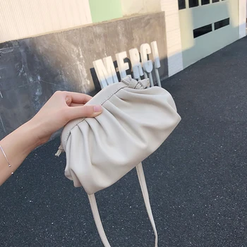 

Clouds Soft Leather Women Handbags 2020 New Dumpling Crossbody Bags For Women Clouds Shoulder Bag Fashion Folds Clip Clutch Bag