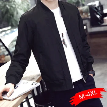

2019 Baseball Jacket Men Spring Autumn Casual Solid Fashion Slim Zipper Bomber Jackets Men Overcoat Mens Thin Pilot Jackets