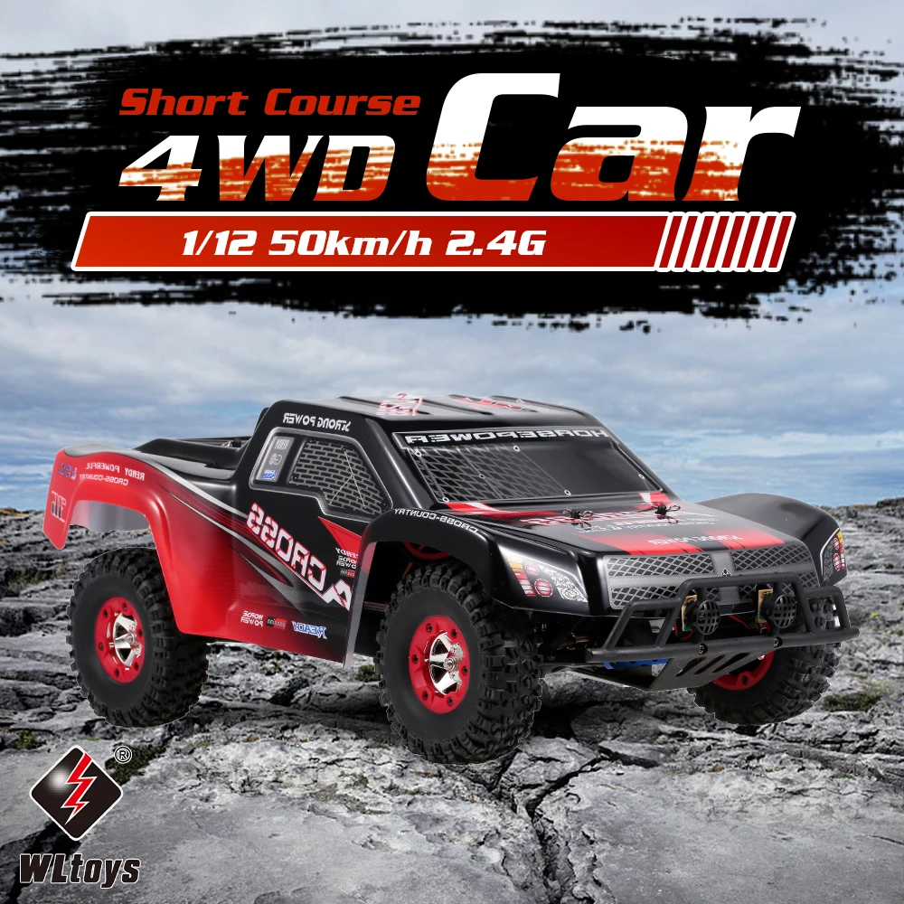 Wltoys 12423 Радиоуправляемый автомобиль 1/12 2,4 г 4WD внедорожник большой ногой гусеничный внедорожный автомобиль с выгрузкой 50 км/ч высокоскоростная короткая курсовая дистанционное управление автомобилем