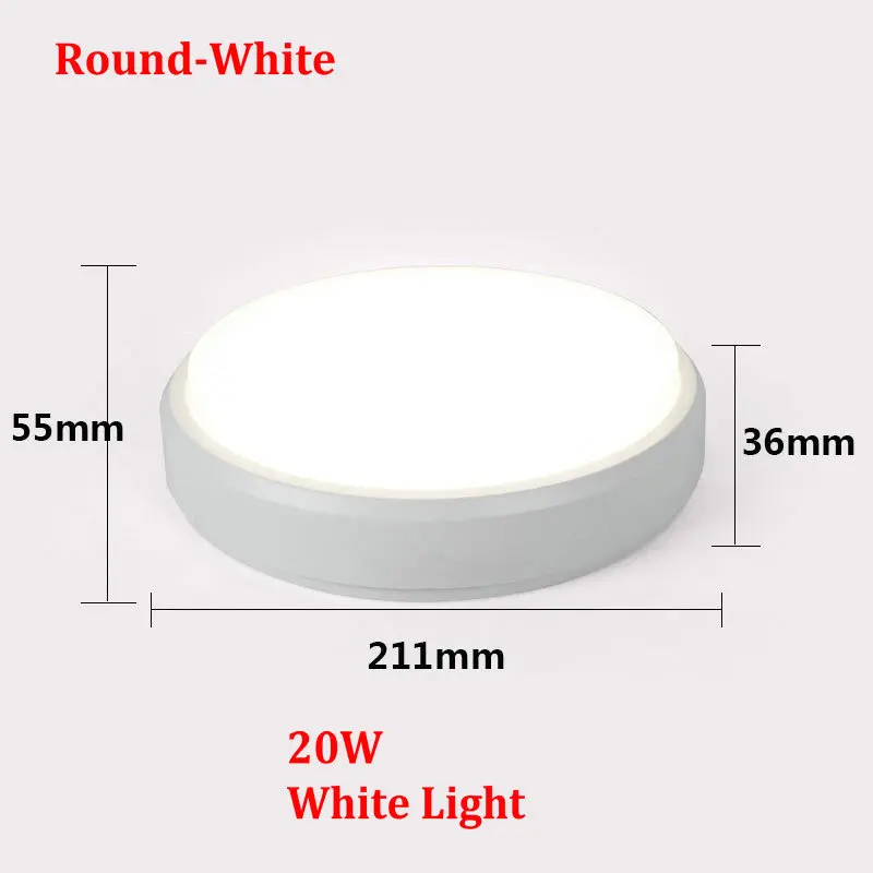 Large white light Высокая Яркость Водонепроницаемая потолочная лампа для ванной черный белый круглый Овальный открытый балкон вход крыльцо сад светильник светодиодный - Цвет корпуса: Large white light