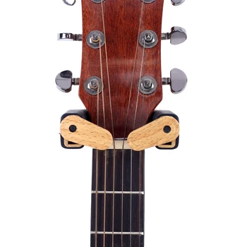 

Wall Mount Guitar Hanger Hook Holder Keeper Auto Lock With Guitar Shape Solid Wood Base for Acoustic Electric Guitars