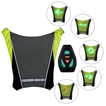 

Bicycle LED Light Warning Backpack Flashing Turn Light Vest Lamp Riding Backpack Wireless with Remote Control for Traveling