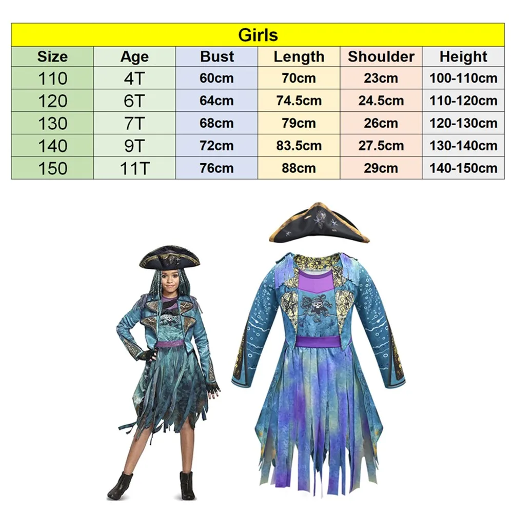 Mardi Gras Girls Cosplay Costume Wig + Dress for Kids
