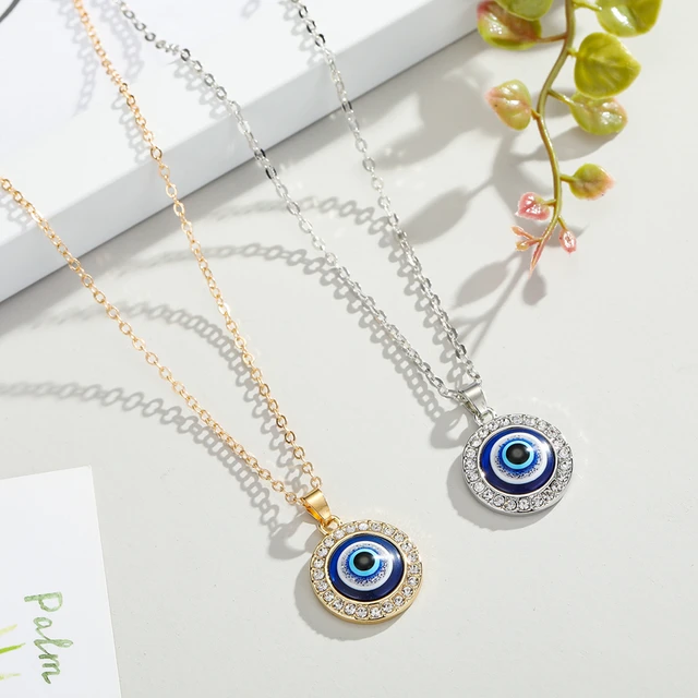 Oxidised Silver Evil Eye Pendant with Box Chain – GIVA Jewellery