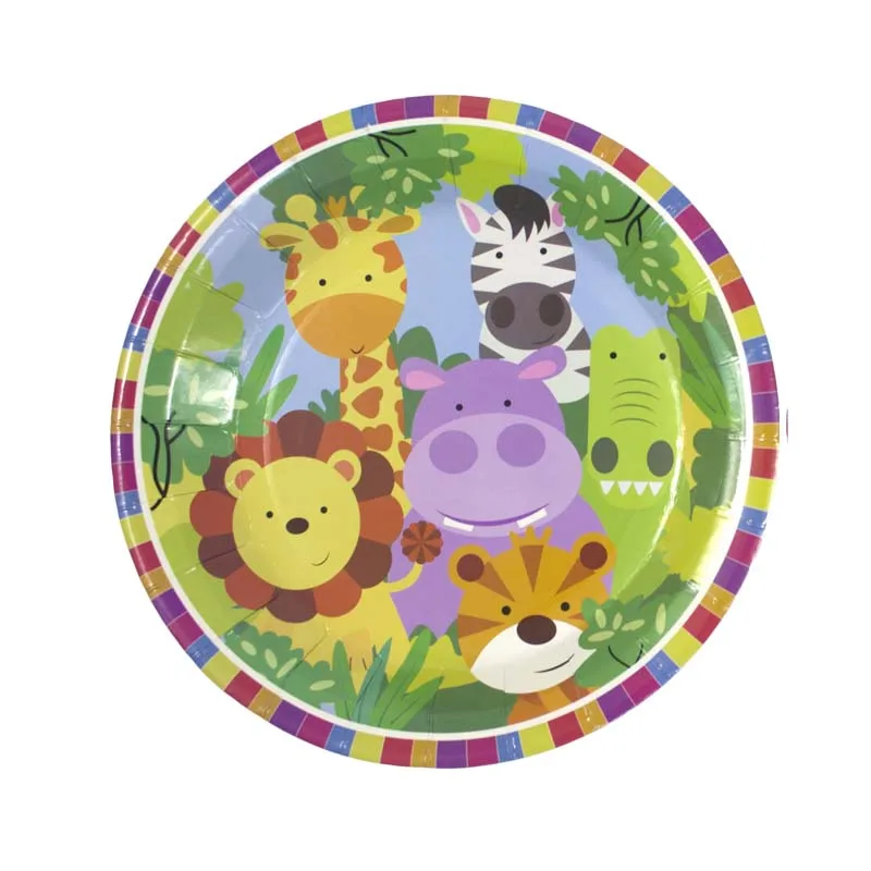 Джунгли День рождения одноразовой посуды сафари джунгли вечерние украшения с изображением животных из джунглей одноразовые тарелки салфетки для стаканчиков
