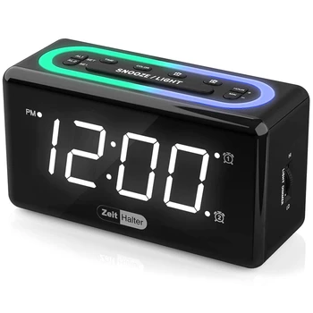 

Digital Alarm Clock for Bedrooms - 0-100% Dimmer, Dual Alarm with 7 Color Night Light, Easy to Set, Snooze, USB Chargers