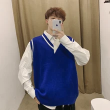 UYUK Осень Зима Повседневный Свободный Красивый Модный корейский мужской кардиган с v-образным вырезом без рукавов свитер