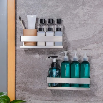 

Bathroom Shelf Shower Caddy Organizer Wall Mount Shampoo Rack No Drilling Kitchen Storage Bathroom Shelves Accessories