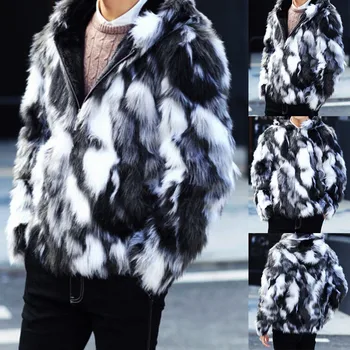 

2019 hot productsFashion Mens Winter Warm Thick Coat Jacket Faux Fur Outwear Cardigan Overcoat Dropshipping free shipping Man wo