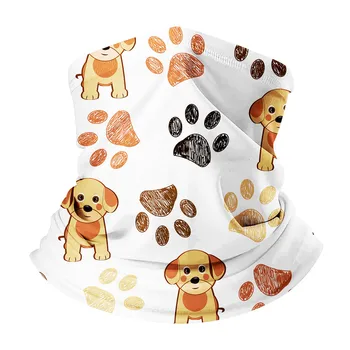 

Cute Dog Paw Print Bandana Women White Scarf Headscarf Half Face Mask For Dust Hiking Scarves Multifunction Protective Foulard