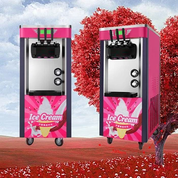 

Color Ice Cream Machine for Restaurants Ice Cream Business Three Heads with Universal Wheels 220V Digital Control System