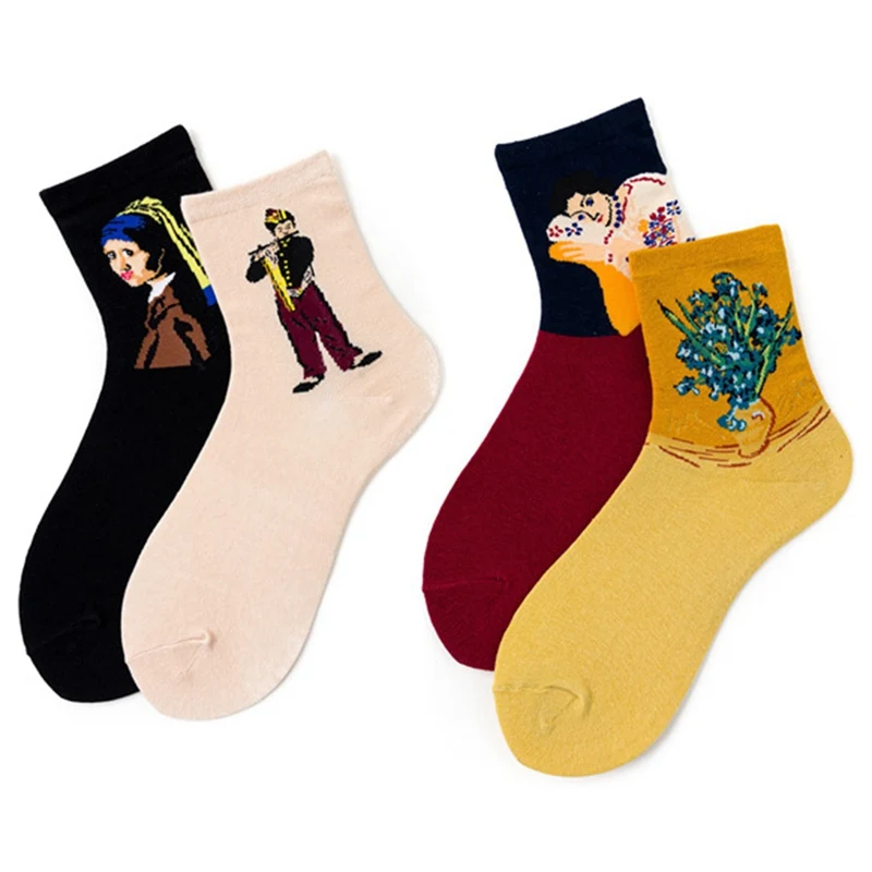 Модные женские хлопковые носки, Веселые носки с арбузом, клубникой, ананасом, фруктами, носки с обезьяной, Пчелой, цыпленком, носки с животными, пиццей, бургером, носки для еды