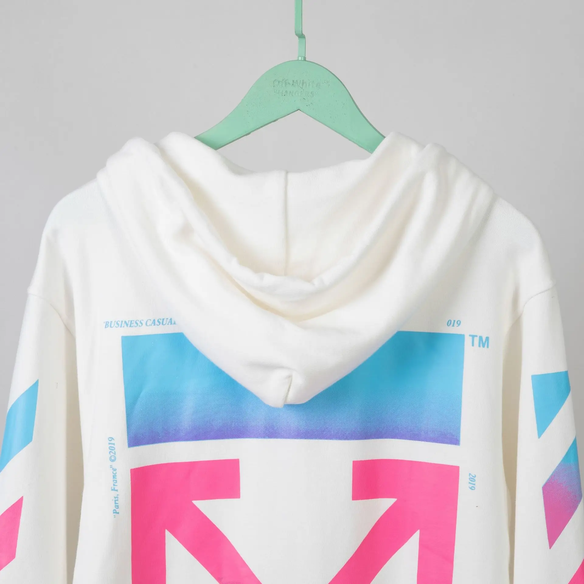 OFF-WHITE W высококачественный осенне-зимний градиентный цветной Мужской свитшот на молнии с капюшоном