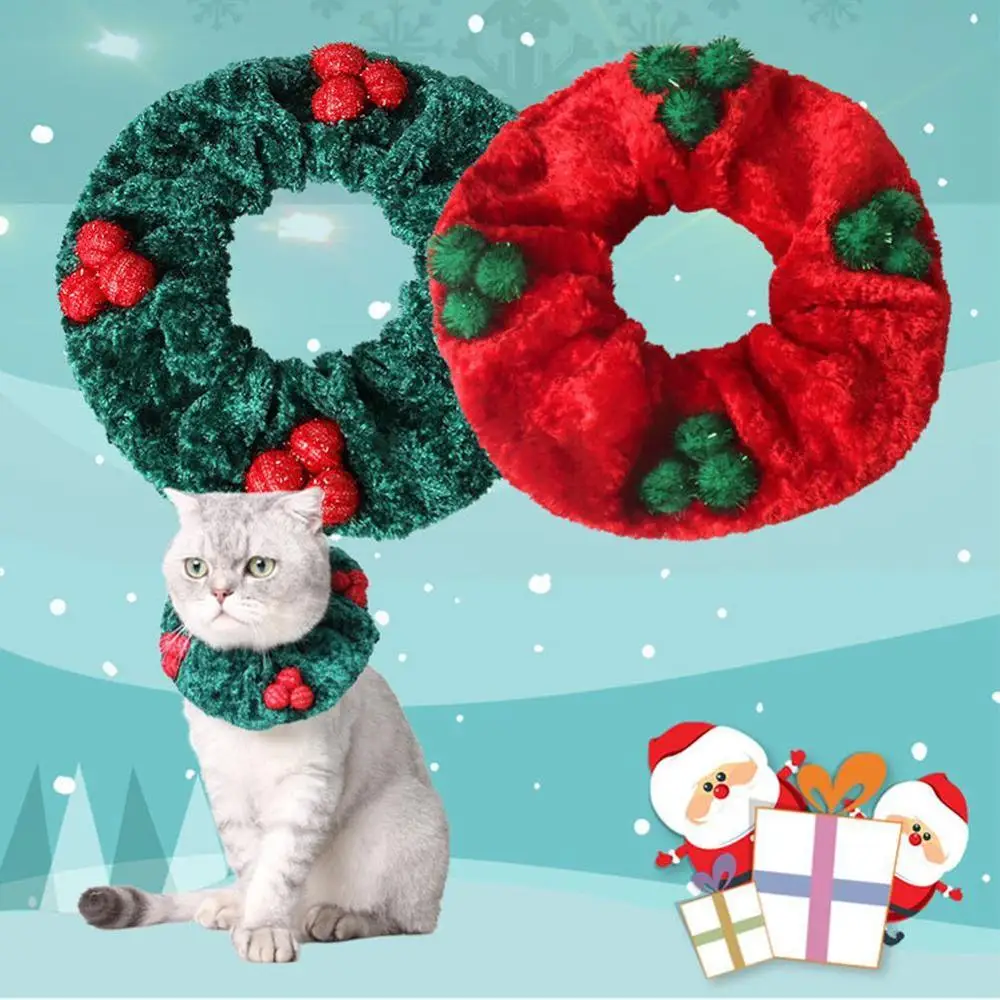 

3 Style Christmas Pet Cat Jewelry Red Cherry Scarf Festive Dress Up Cat Circle Dog Cat Pet Supplies