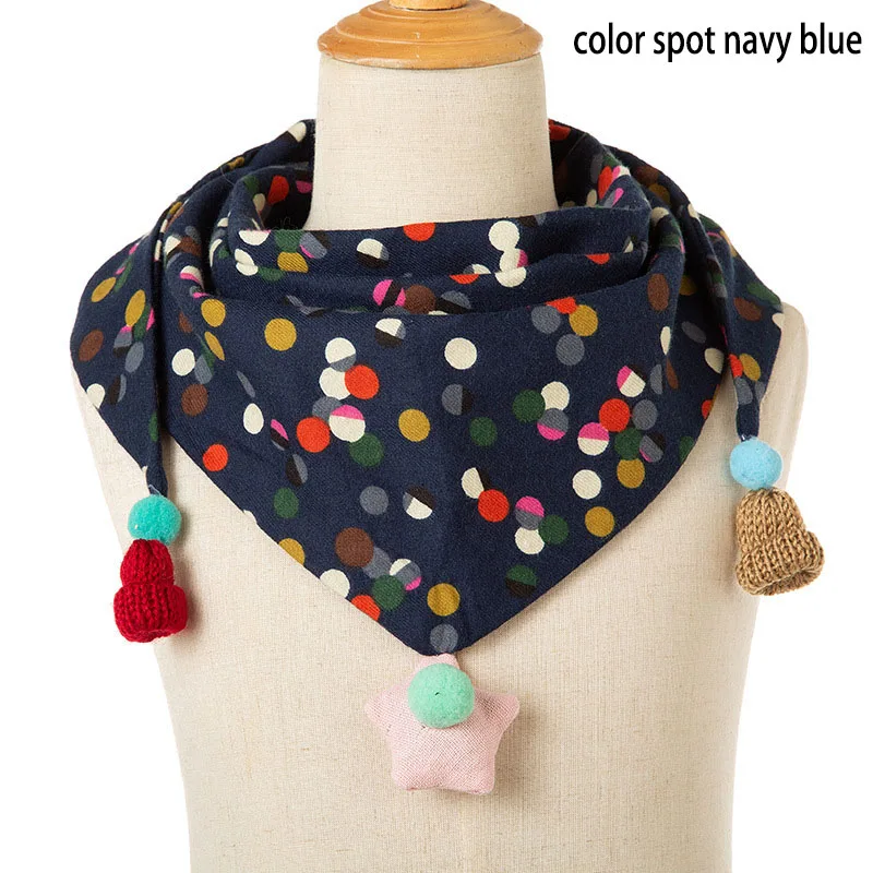 color spot navy blue Зимние Детские шарфы Детский шарф с героями мультфильмов шарф для маленьких мальчиков и девочек хлопковый воротник теплый детский шарф - Цвет: color spot navy blue