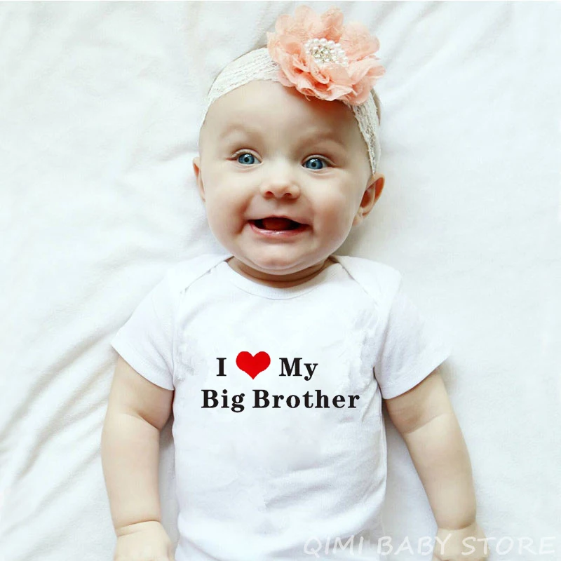 Милые детские комбинезоны с надписью I Love My Big Brother одежда для маленьких мальчиков