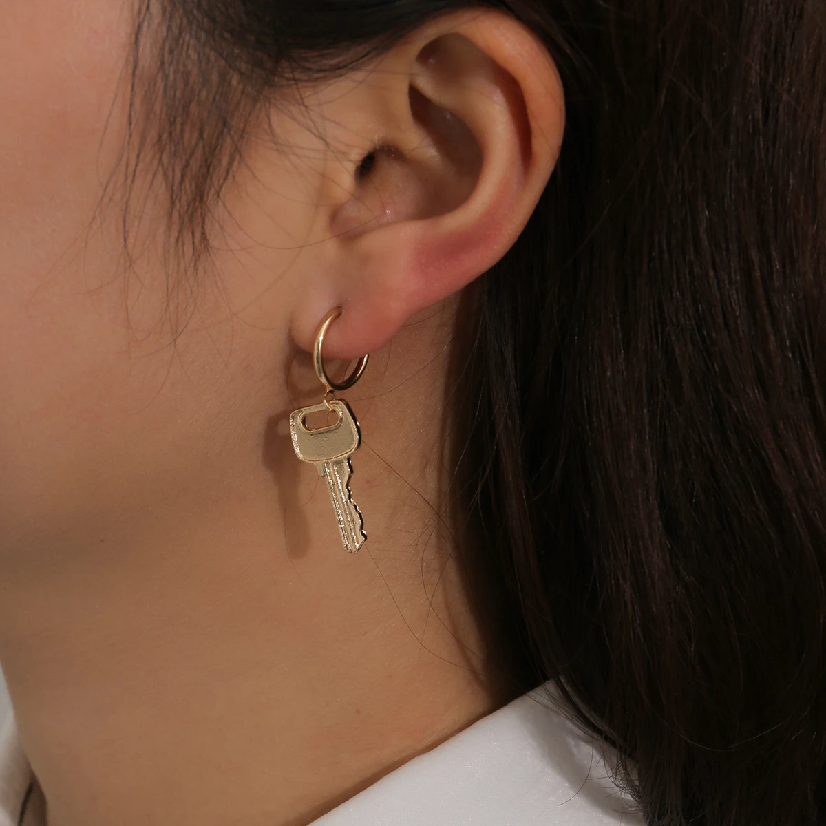 

Purui New Design Key Earrings for Women Men Punk Hiphop Metal Gold Color Keys Statement Droop Earrings Couples Drop Ear Jewelry