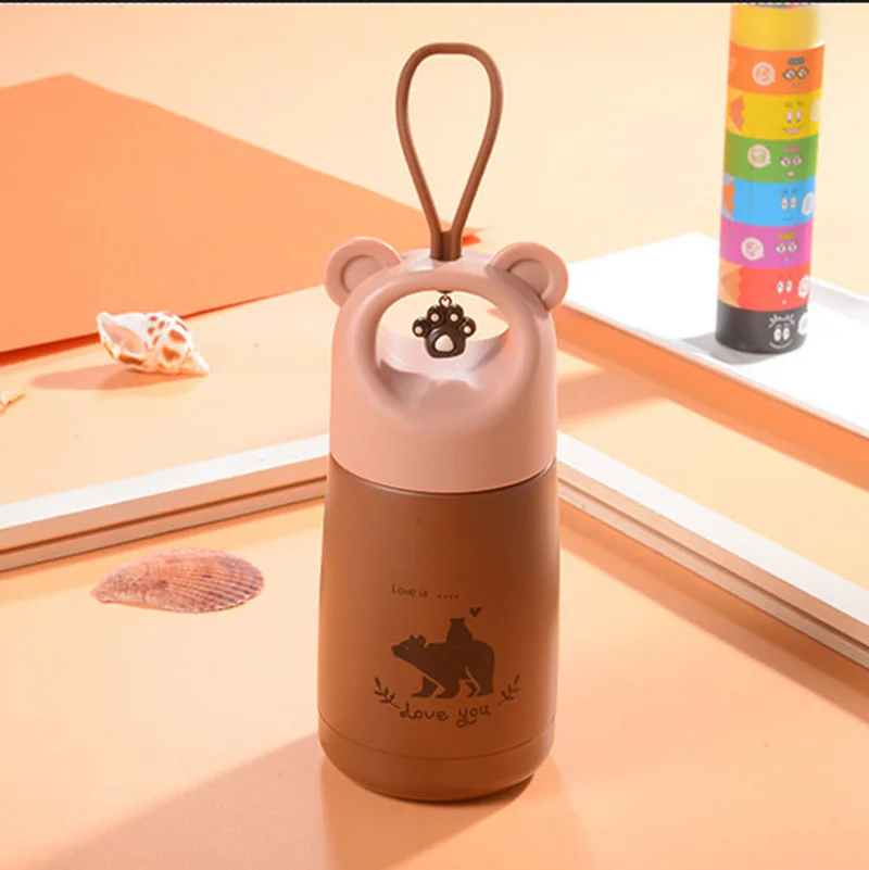 

500ml Creative Cat Thermos Mug Cute Pendant Stainless Steel Vacuum Flask Insulated Cup School Boys Girls Portable Water Bottle