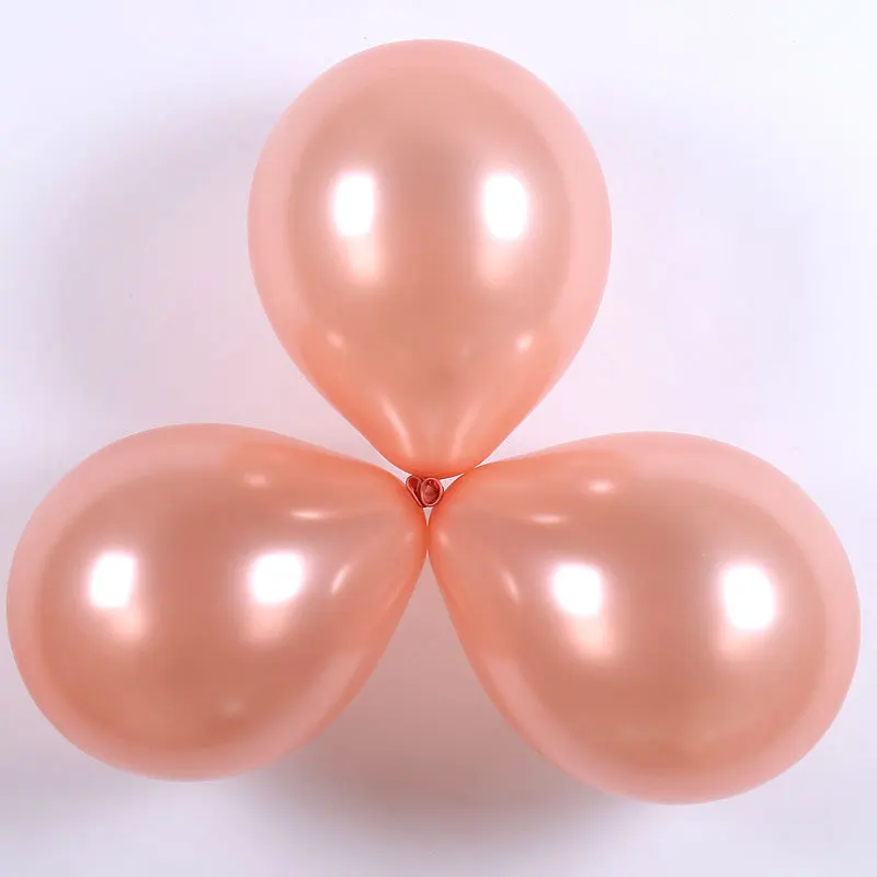 50 шт. 10 дюймов розовые синие металлические хромированные латексные шары толстые жемчужные металлические хромированные цветные воздушные шары для свадебной вечеринки - Цвет: Rose Gold