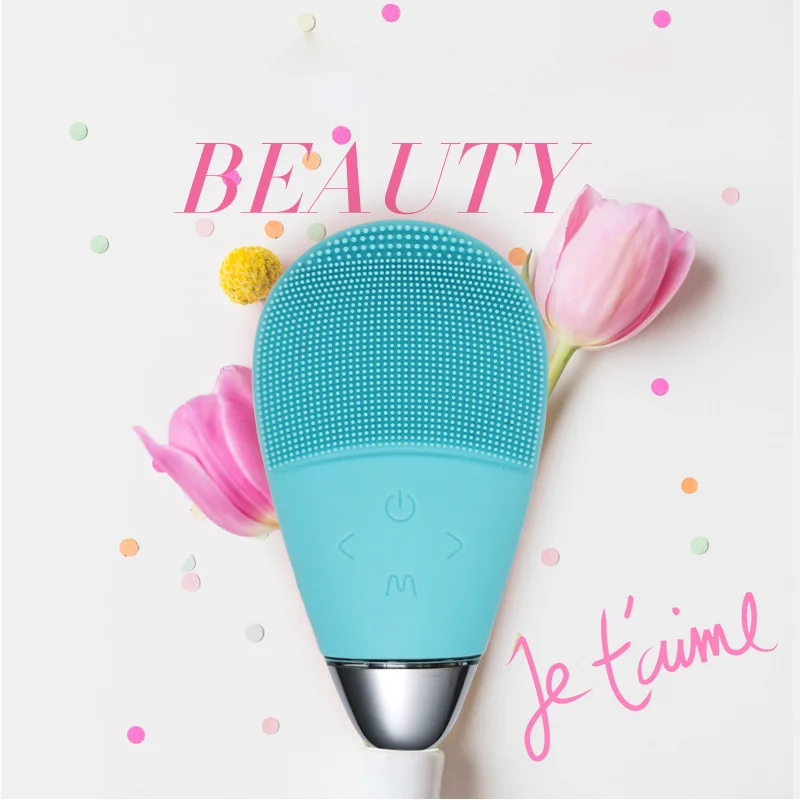 Face Cleaning Brush Eye Heating Care Instrument Ultrasonic Electric Silicone Face Cleaning Brush Beauty Instrument Wireless Char