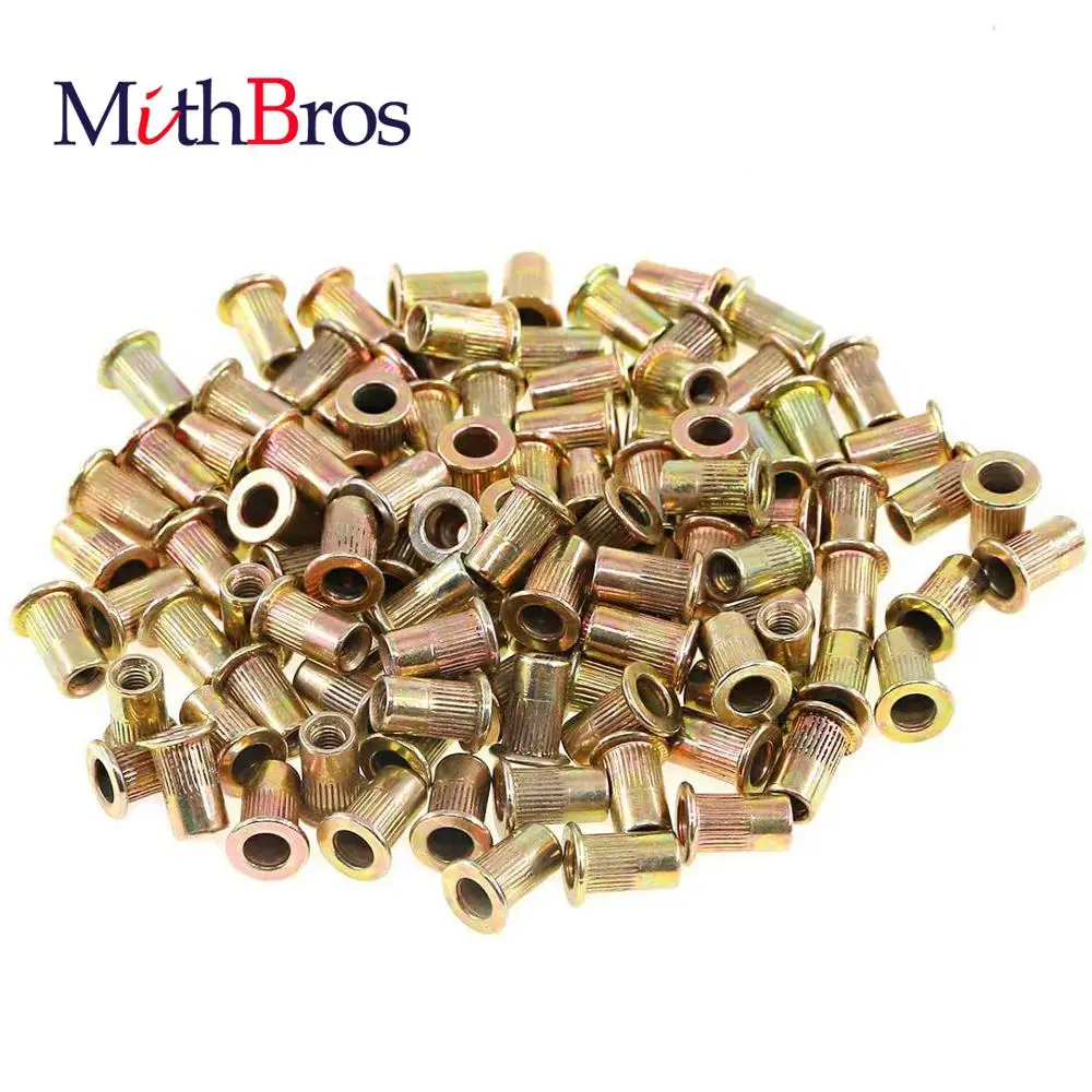 MithBros 300 шт. M3 M4 M5 M6 M8 M10 плоская заклепка гайки оцинкованные вставки из