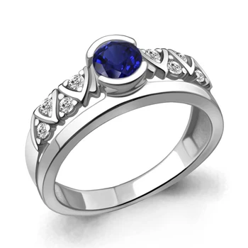 

Ring AQUAMARINE with nanosapfirom, cubic zirconia, silver 925