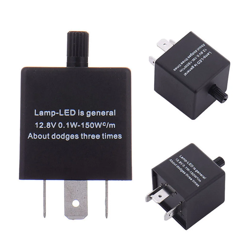 

3pins Car Motorcycle Universal Adjustable LED Turn Signal Indicator Blinker Light Flasher Relay for most 12V Aug2