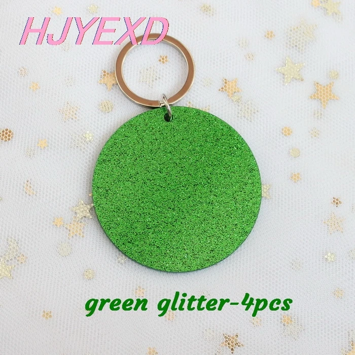 green glitter-4pcs 63 мм акриловый круглый брелок с кольцом тумана Блестящий прозрачный черный круг брелок монограмма 2,5 дюймов Лазерная Cut-KC012 - Цвет: green glitter-4pcs
