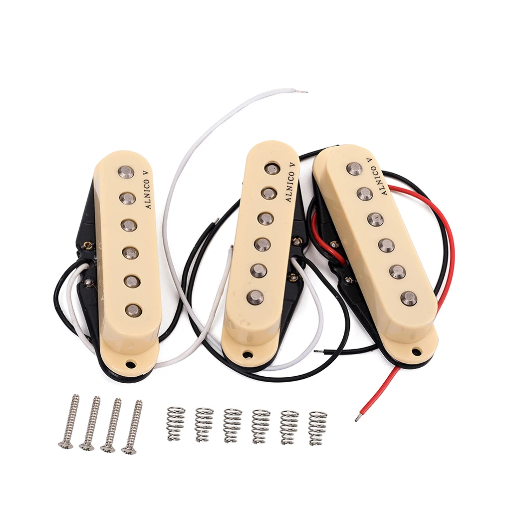 Alnico V Electric Guitar Pickups Single Coil Staggered for ST Beige | Спорт и развлечения