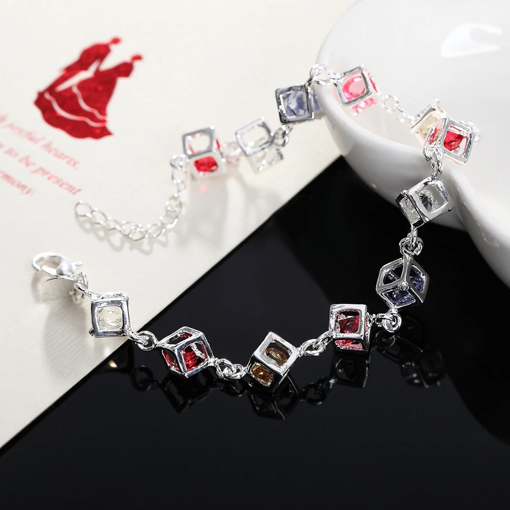 925 Sterling silver bracelets fashion charm colorful zircon crystal Bracelet - Image 4