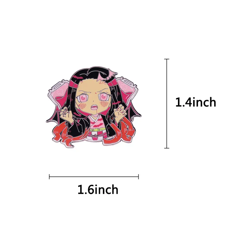 Kimetsu No Yaiba Pino De Esmalte Caçador De Demônios + Nezuko Kamado  Furioso + Oni Anime Girl Cute Badge