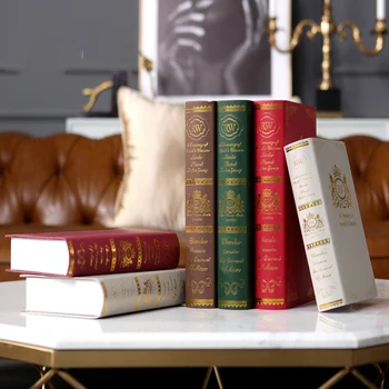 

European Simulation Book Fake Book Office Living Room Soft Home Decoration Accessories Retro Props Book Case Book Box Decor