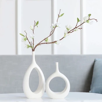 

Simple Nordic Ceramic Flower Vase Home Table Decor Flower Pot Arrangement Garden Desk Creative Ornament Dried Flower Vase