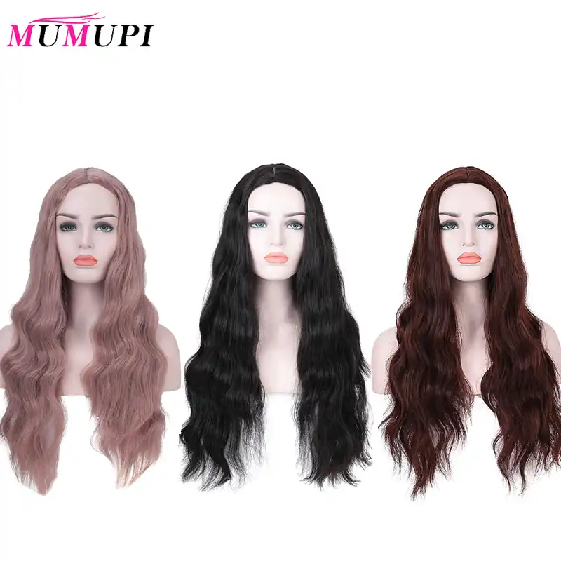 Mumupi Chistyj Korichnevyj Chernyj Cvet Dlinnye Volny Vody Pricheska Pariki Dlya Zhenshin Sinteticheskie Volosy Vysokaya Temperatura Volokno Srednij Razmer Aliexpress