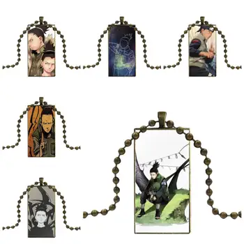 

For Girls Wholesale Necklace With Bronze Plated Glass Cabochon Choker Long Pendant Rectangle Necklace Shikamaru Naruto Shipuden