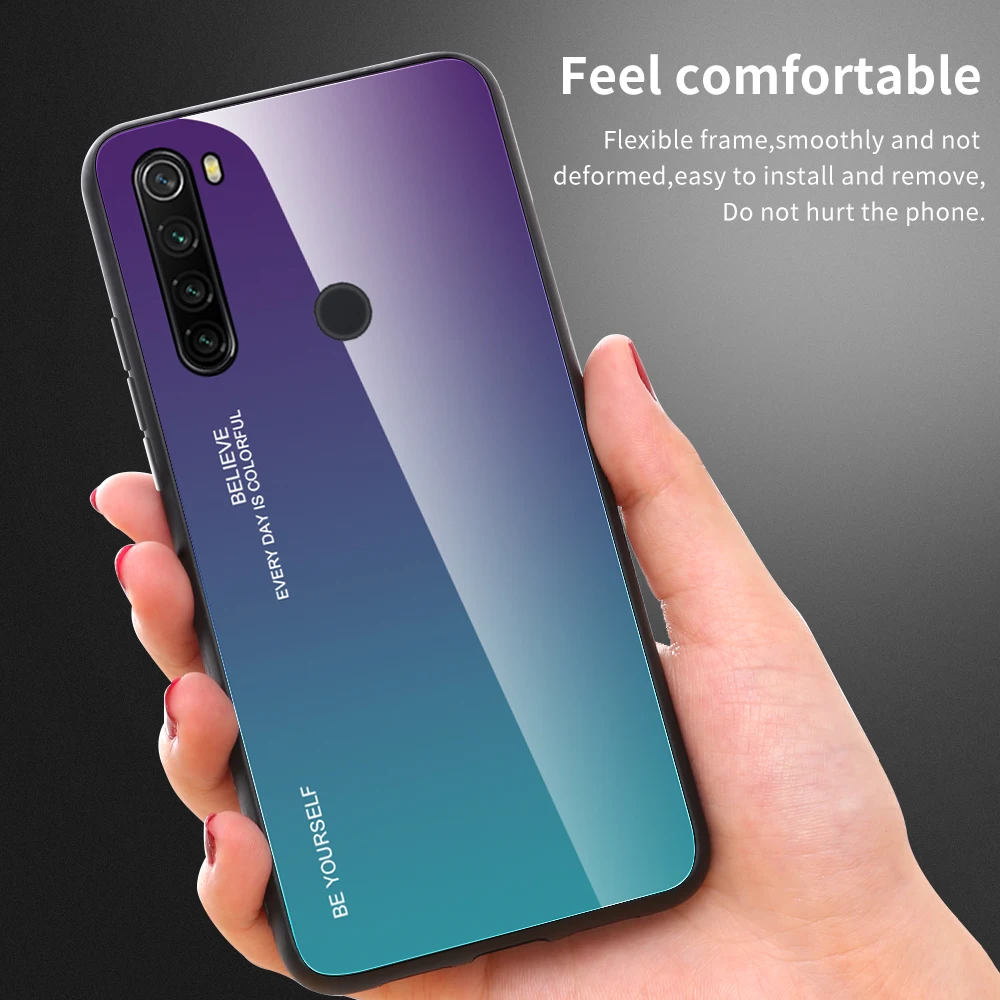 Для xiaomi redmi note 8T чехол из твердого закаленного стекла Модный градиентный защитный чехол на заднюю панель для xiaomi redmi note 8T оболочка
