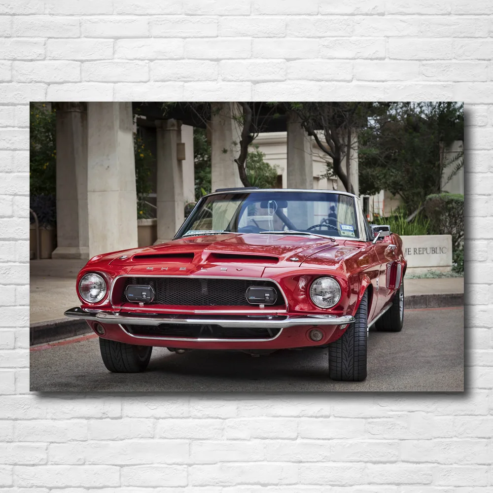 1968 красные полки Mustang кабриолета винтажные плакаты и принты старых автомобилей