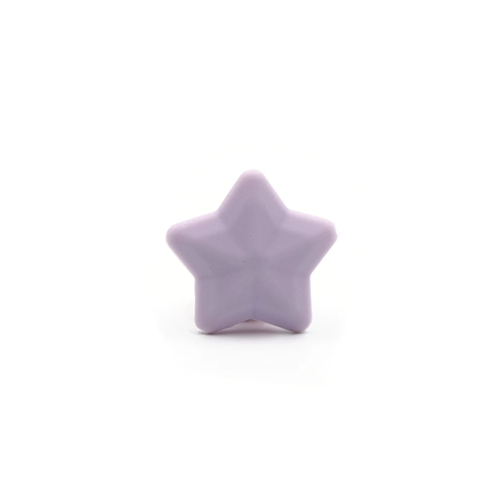 Lilac GYLAXIDO, 5 шт., силиконовые бусины со звездами, 3,8 см, пищевой силикон, Kralen, Детские Прорезыватели для зубов, сделай сам, пустышка, цепочка, грызунок, пентаграмма, игрушка - Цвет: Lilac