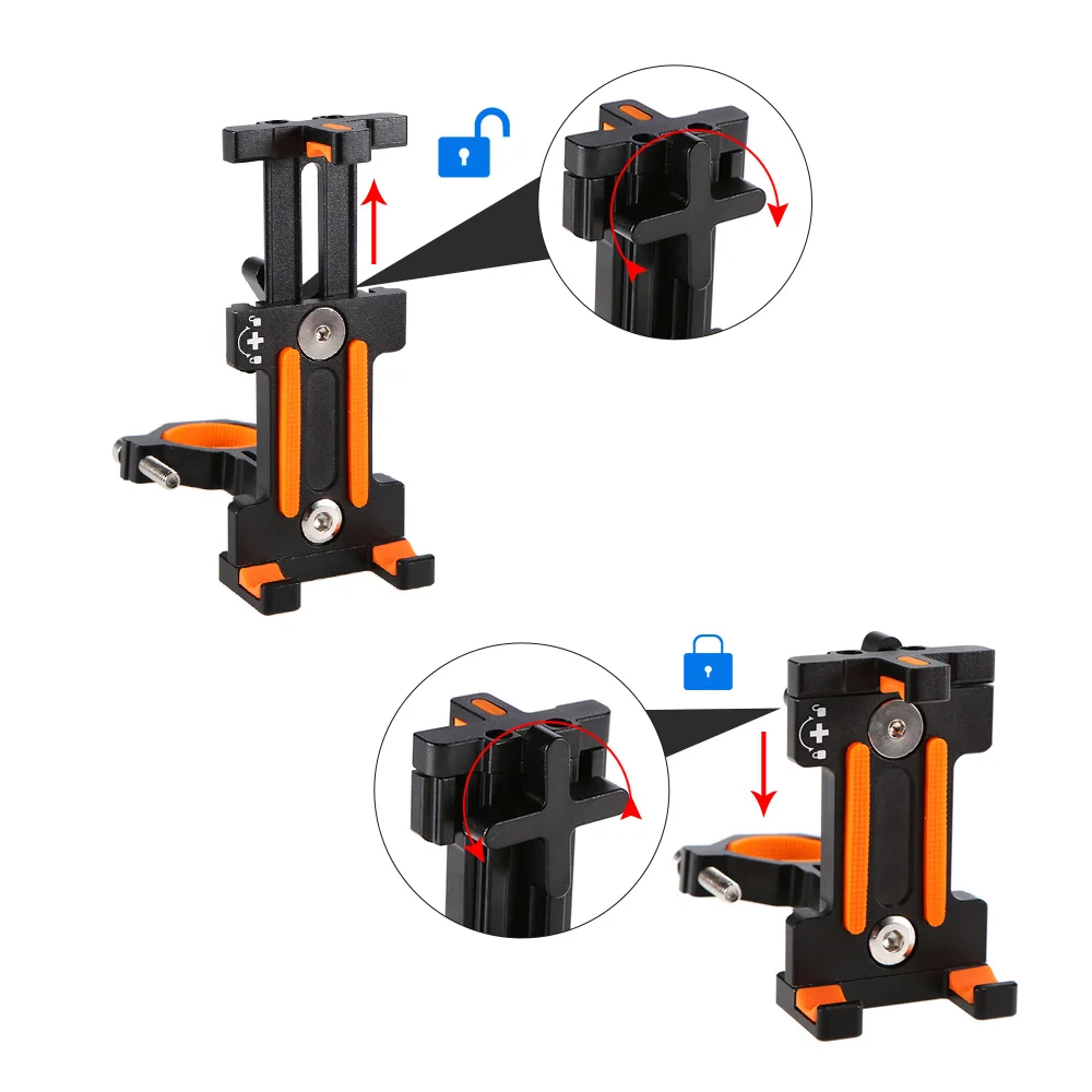 MTB Bike Phone Holder Mount Adjustable Cycling Phone Cradle 3.5 to 7IN Cellphone Clamp 360 Rotatable Rack