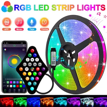 5M 10M 2835 5050 RGBWW  RGB Led Strip light Flexible Ribbon 15M Led Lights Tape Diode With Phone Bluetooth-compat  For Christmas 1