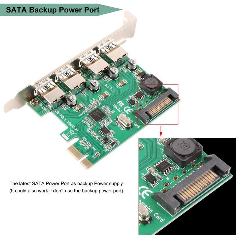 Супер скорость 4 порта Pcie к Usb 3,0 плата расширения с 15 Pin Sata разъем питания Usb3.0 Pcie контроллер концентратор для настольных ПК