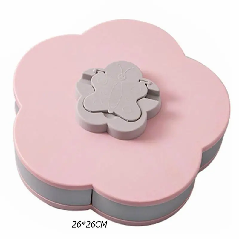O Single or Double-layer Petal Candy Box Nuts Case Snack Storage Box Container Living Room Rotating Fruit Plate Desktop Organizer - Цвет: O