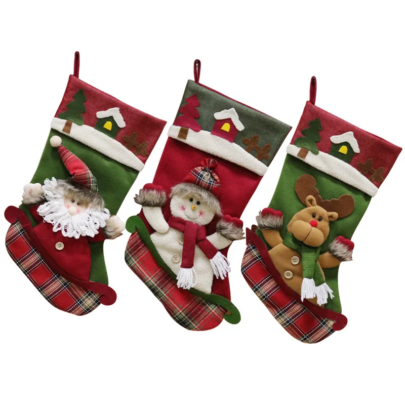 

47cm Santa Claus Snowman Chrismas Decorations Sock for Home Christmas Tree Ornaments Gift Holders Stockings New Year Gift Bags